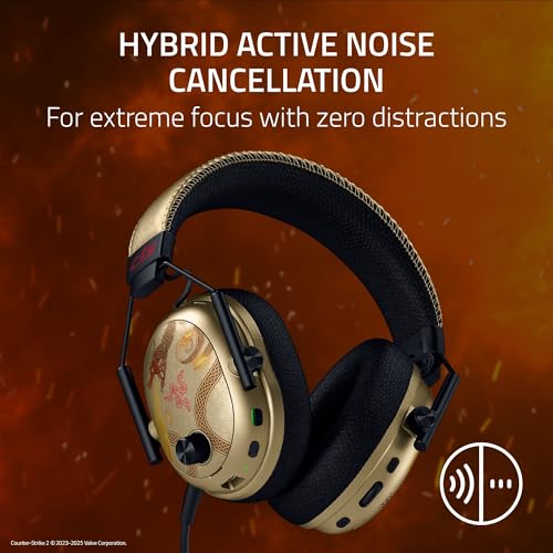 Razer BlackShark V3 Pro Wireless ANC PC Gaming Headset, CS2 Edition | Full Band Mic, 50mm Drivers, 2.4 GHz, Bluetooth, USB, 3.5mm, Works with Mac, PS5, Nintendo Switch, Smartphone, 70 Hr Battery - color: Counter-Strike 2 Edition, style: PC