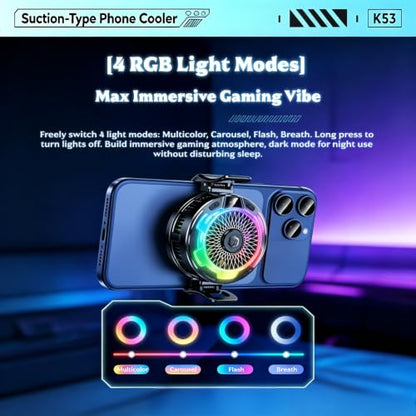 Magnetic Phone Cooler for Gaming, Cell iPhone Cooling Fan Hot Weather, Portable RGB Mobile Enfriador para Celular Case, Ventilador para Telefono ipad Keep Phone Cool, for iPhone/Android Series Phone