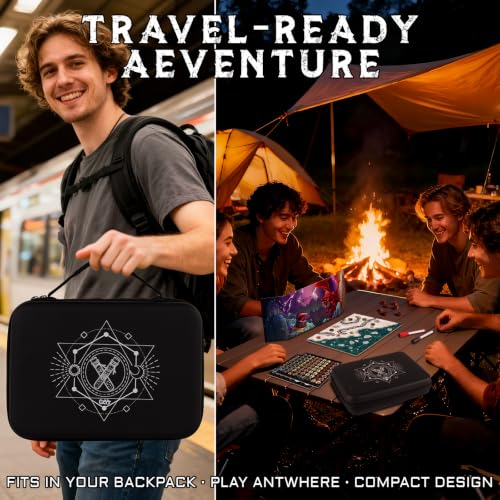 CZYY Mini RPG Adventure Kit with DM Screen, Maps, Tokens & Dice | Portable EVA Case, 8 Dry-Erase Maps, 9 Reference Inserts, Travel-Ready DND Starter Set, Small Table Play, Gift for DMs