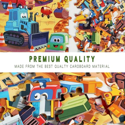 100 Piece Puzzles for Kids Ages 4-6 6-8 8-10, 100 Piece Construction Site Learning Educational Jigsaw Puzzles, Vehicle Kids Puzzles Ages 5-8 Gifts for Girls Boys - Every Piece is Unique - color: Construction Vehicle