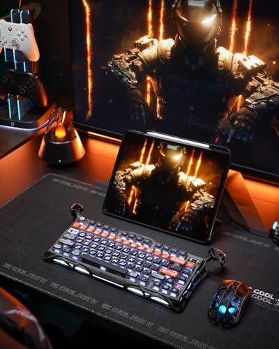 GravaStar Mercury K1 Pro Wireless Mechanical Gaming Keyboard, 75% Layout RGB Custom Keyboard, Aluminum Alloy Matte Black Frame with Phoenix-Inspired Keycaps, Hot-Swappable Linear Switches【CyberFlare】 - color: CyberFlare