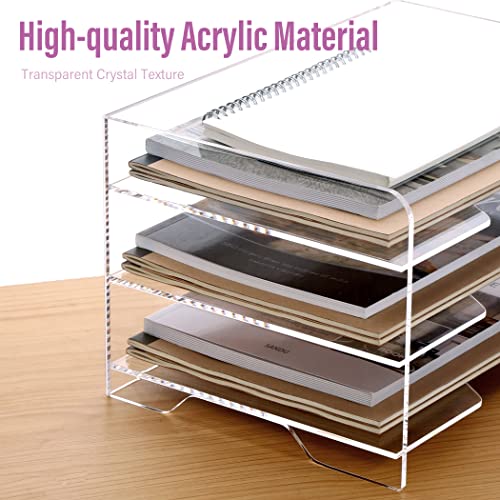 SANRUI Acrylic Paper Organizer Letter Tray for Desk, 3 Tier Enlarged File Sorter,Clear File Holder Desktop Shelf Document Storage for School Office Home - style: Enlarged 3 Tier File Tray Holder