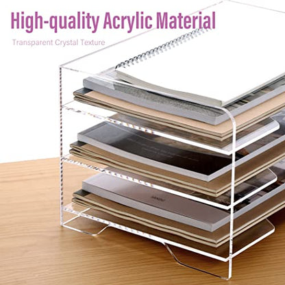 SANRUI Acrylic Paper Organizer Letter Tray for Desk, 3 Tier Enlarged File Sorter,Clear File Holder Desktop Shelf Document Storage for School Office Home - style: Enlarged 3 Tier File Tray Holder
