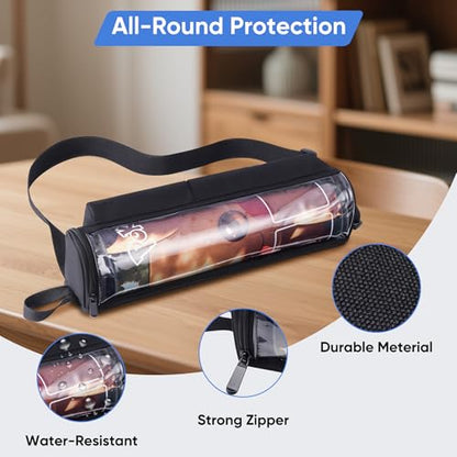 Playmat Tube Fits 14'' or 15'' 1 pcs Playmats, Playmat Case Compatible with TCG/MTG Playmats, Playmat Storage Bag Equipped with SeeThrough Window, 2 Zipper Pockets and Adjustable Shoulder Strap