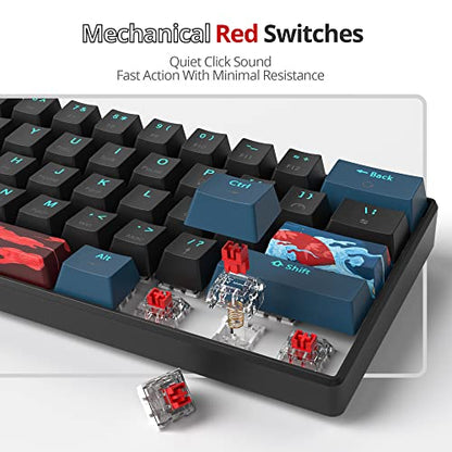 Portable 60% Mechanical Gaming Keyboard Blue/Black, Rainbow Backlit Wired Key Board with Red Switch, Compact 61 Keys Mini Office Keyboards for Laptop PC (61 Monster B/Red Switch) - color: 61 Monster B/Red Switch