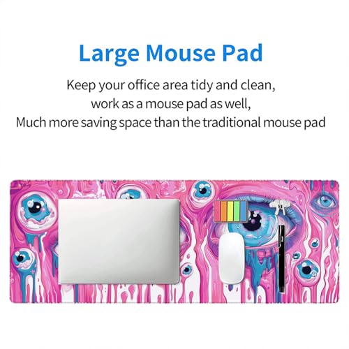 Eyes Gaming Mouse Pad Surreal Psychedelic Cute Alien Eyeball Pink Mousepad XL Large Gaming Mouse Pad Laptop Keyboard Mat Desk Pad Office Computer Keyboard Laptop Home 31.5"x11.8" - color: Eyes, size: 31.5" x 11.8"