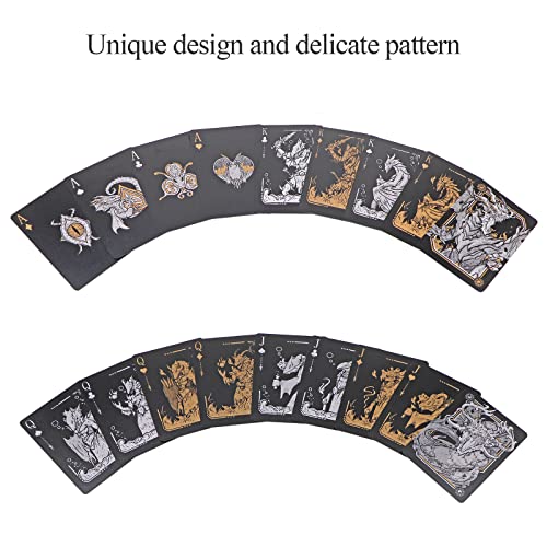 WJPC Easy Shuffling Plastic Waterproof Playing Cards,Cool Black Dragon Poker Cards for Game and Party, Deck of Cards（Dragon - color: 1215longkuan