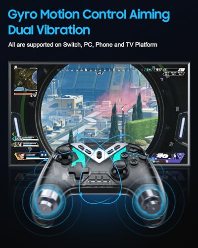 YIONON Dual Hall Effect PC Controller with USB Dongle & Phone Clip | Bluetooth Controller for PC/iPhone/Android/Steam/TV with Macro, Joystick Speed Down, 6-Axis Gyro, Vibration, Turbo, Wake Up - color: Black