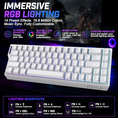 WIN68 HE Hall Effect Keyboard, Rapid Trigger Magnetic Gaming Keyboard, 8000Hz Polling Rate, DKS & SOCD, 0.01mm Adjustable Actuation, RGB PBT Keycaps, 60% Wired Keyboard for FPS Gaming PC & Mac - color: WIN68 White Side-Printed