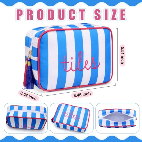 Sanwuta 1 Pcs Mahjong Tile Bag with Zipper,Dark Blue,Striped | Embroidered Mahjong Case for 166 American Mahjong Tiles (1.2") Portable Bags for Board Game Party Gathering Travel - color: Dark Blue, style: Classic