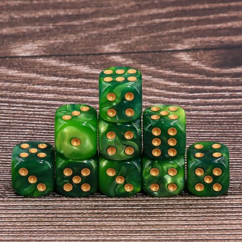 36 Mini Dice Set, 12mm 6 Sided D6 Game Dice, Two Colours (Dark Green & Light Green) with Portable Gaming Box - color: D6-dark Green & Light Green