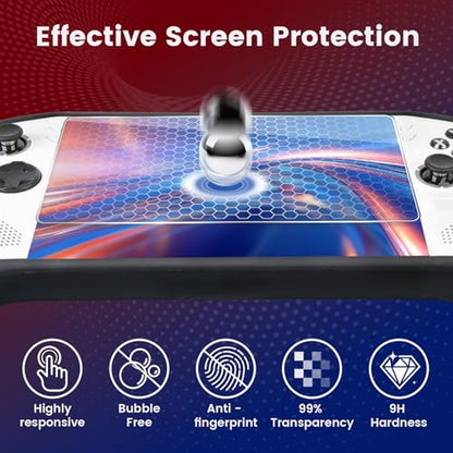 Carrying Case 3 in 1 Set for Lenovo Legion Go S 2025 | Hard Travel Pouch with TPU Silicone Cover Kickstand and 2 Pack Tempered Glass Screen Protector, Portable Storage Bag - Black
