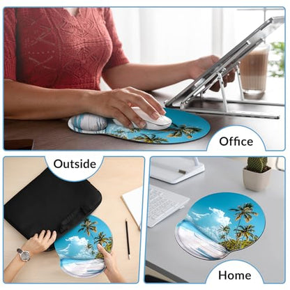 KONVINIT Ergonomic Mouse Pad with Wrist Rest, Small Mousepad with Non-Slip Rubber Base and Smooth Surface, Beach Mouse Pads for Desk, Office Desk Accessories - color: Beach