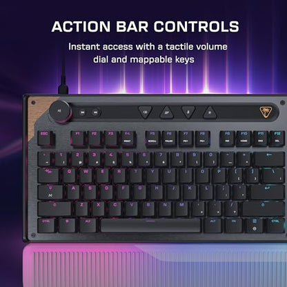 Turtle Beach Command Series KB7 TKL Wired Hall-Effect PC Gaming Keyboard | Touchscreen Command Display, Low-Profile Hall-Effect Switches, Double Shot PBT Keycaps, True 8K Polling, Per Key RGB, Black - style: KB7 Keyboard