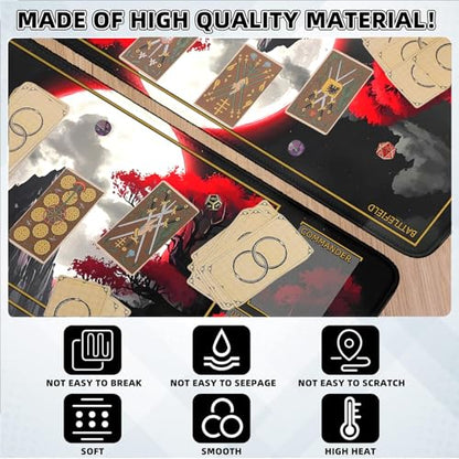 TCG Playmat Stitched Edges, 24 x 14 inches MTG Play Mat for MTG Trading Card Game Playmats Smooth Surface Battle Game Rubber Collection - color: Night Scenery With Zones