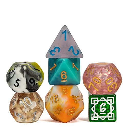 7pcs Random Color DND Dice Set, 7-die Polyhedral D&D Dice for DND RPG Table Games Role Playing Games - color: 7pcs Dice Set Random Color