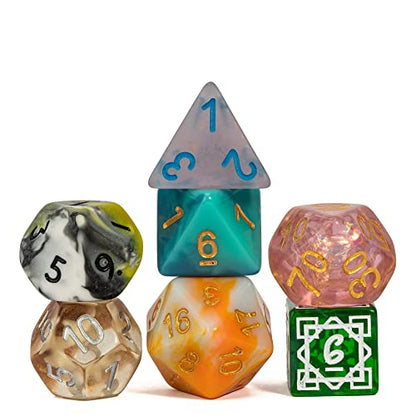 7pcs Random Color DND Dice Set, 7-die Polyhedral D&D Dice for DND RPG Table Games Role Playing Games - color: 7pcs Dice Set Random Color