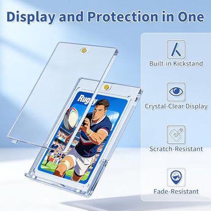 10 Pack Magnetic Card Holder with Kickstand, 35pt Single Card Holder Touch, U-V Protection, Built-in Display Stand, Fit for Baseball, Game, Sports Cards - size: 10 Pack