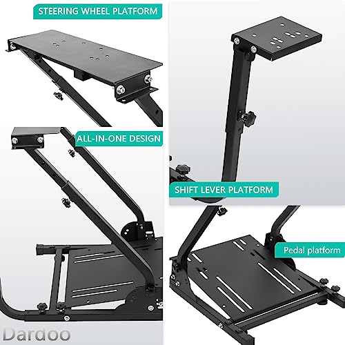 Dardoo Racing Wheel Stand Foldable Fit for Logitech G29 G25 G923, for Thrustmaster T80 T150 TX F430, for Fanatec Adjustable Steering Frame Stand, Wheel and Pedals Not Included