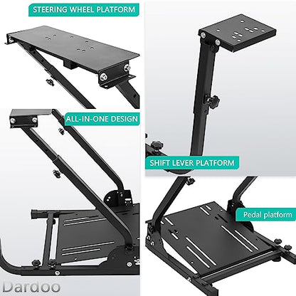 Dardoo Racing Wheel Stand Foldable Fit for Logitech G29 G25 G923, for Thrustmaster T80 T150 TX F430, for Fanatec Adjustable Steering Frame Stand, Wheel and Pedals Not Included