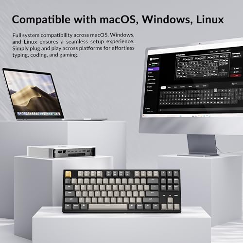 Keychron C1 Pro Wired Custom Mechanical Keyboard, TKL Layout QMK/VIA Programmable OEM Profile Double-Shot PBT Keycaps White LED Backlight with K Pro Red Switch for Mac Windows Linux - color: K Pro Red Switch