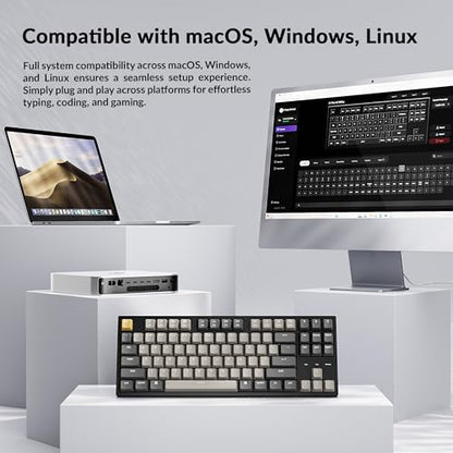 Keychron C1 Pro Wired Custom Mechanical Keyboard, TKL Layout QMK/VIA Programmable OEM Profile Double-Shot PBT Keycaps White LED Backlight with K Pro Brown Switch for Mac Windows Linux - color: K Pro Brown Switch