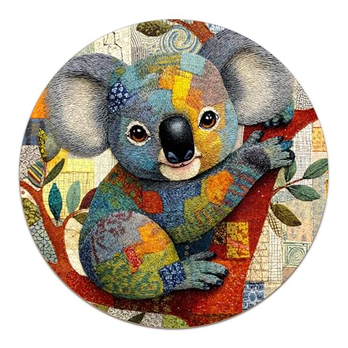 Patchwork Koala Puzzles for Adults 1000 Pieces, Vintage Art Jigsaw Puzzles 1000 Pieces for Adults, Fun Puzzles with Letters On Back, Hard Difficult Challenging Family Game, 26.5 x 26.5in - color: Patchwork Koala