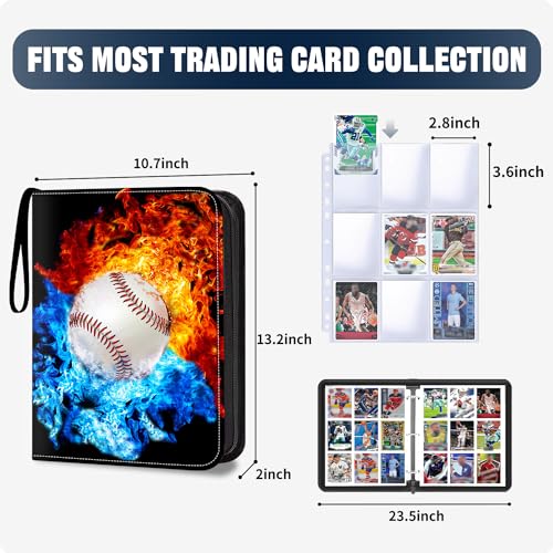 Baseball Card Binder with Sleeves,9-Pocket Trading Card Holder Card Collectors Album Hold Up to 900 Cards,Card Folder For Baseball Football Basketball Sport Trading Cards,TCG,MTG,PTG Games - color: Baseball-900
