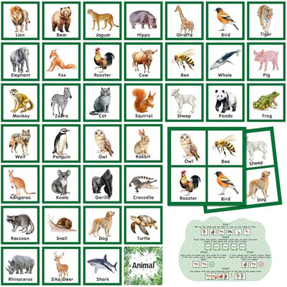 Fuutreo 82 Pcs Memory Matching Cards Animals Educational Games Funny Animals Learning Game Concentration Cards for Family Birthday Party Favors Gifts Supplies - style: Animals