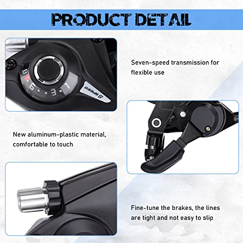 TOBWOLF Bicycle Brake Levers Shifter, 3x8 24 Speed Mountain Bike shifters Set, Left Right Brake Lever Shifter Kits with Gear Indicator, Replacement with Shift Cables for Moutain Bike Folding Bike | Integrated Brake & Shifter Design | Gear Indicator with S