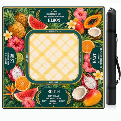 Tropical Fruit Mahjong Mat,Non Slip American Mah Jongg Table Mat | 32in soft neoprene mah jongg mat reduces tile noise protects tabletops & packs easily for game nights or a thoughtful gift - color: 012