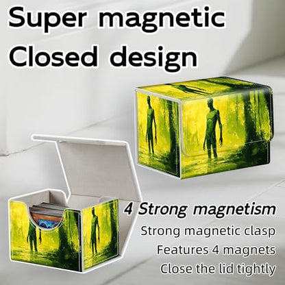 Trading Card Storage Box, Holds 100+ for MTG Cards, PU Leather with Magnetic Closure, Swamp Creature in Yellow Mist Durable Deck Box for Magic the Gathering, Trading Card Games - color: Swamp Creature in Yellow Mist