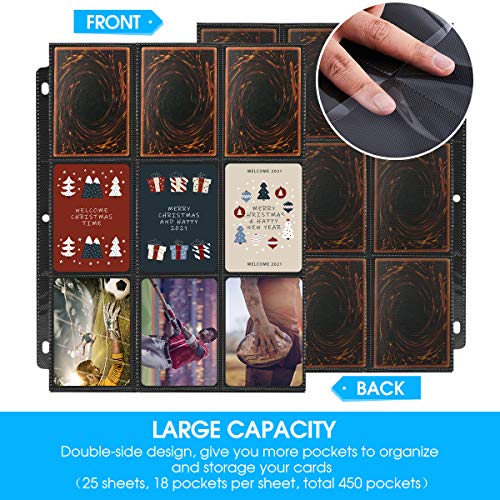 Trading Card Sleeves, JIQEZNL Upgraded 540 Pockets Double Side Baseball Card Sleeves for 3 Ring Binder, 9 Pockets Card Sleeves Binder Sheet for Sport, Pokemon, Yugioh, Business Cards - size: 30 Sheets
