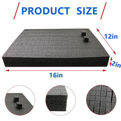 Foam Inserts for Cases 16 x 12 x 2 Inch Pick and Pluck Foam Insert | Fits for Board Game Pad Game Box Cases Storage Drawer Pad