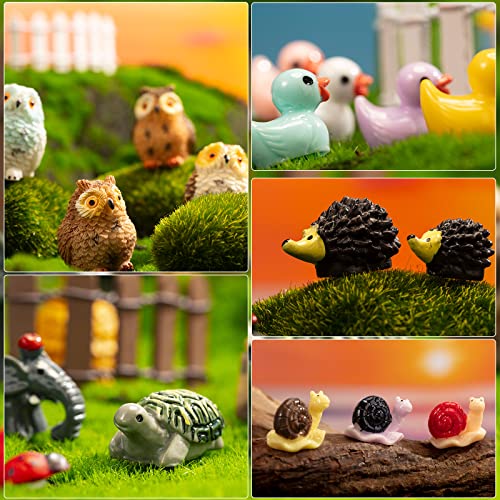 Tuanse 248 Pcs Miniature Fairy Garden Accessories with Mini Resin Animals | Garden DIY Craft, Miniature Figurines, Micro Landscape Ornaments Kit, Including Tiny Stone Bridge Pond Lighthouse Figurines