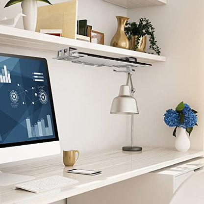 IFCASE Under Desk Laptop Mount & Headphone Holder with Adhesive & Screw, Hard Aluminum Under Table Desk Holder for Laptop, Mac mini, MacBook Pro (Silver) - color: Silver