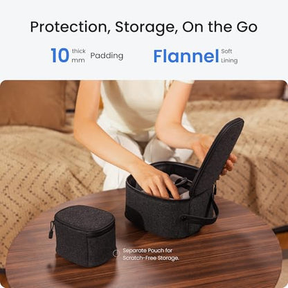 KIWI design P4 Carry Case for Quest/Vision, Fit Original Strap & Controller | A Compact and Light Case with 10-mm Protective Shell and Soft Lining for Vision Pro & Quest 3S/3/2, Not for Elite/Halo Strap
