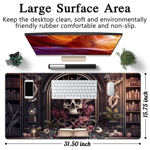CYZFF Gothic Large Mouse Pad XXL Desk Pad Gaming Mousepad Extended Keyboard Mat 31.5 x 15.7 in Black Fabric with Lycra Surface and Rubber Base - color: A Goth Black