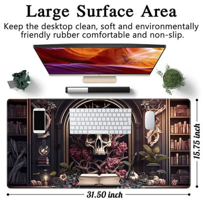 CYZFF Gothic Large Mouse Pad XXL Desk Pad Gaming Mousepad Extended Keyboard Mat 31.5 x 15.7 in Black Fabric with Lycra Surface and Rubber Base - color: A Goth Black