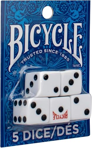 Bicycle 5 Dice Set Six Sided D6 Standard Game White Black 16 mm | lawn-game-equipment