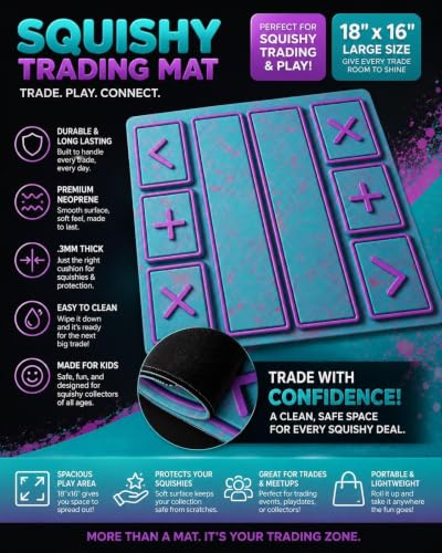 Squishy Trading Mat for Kids – Fidget Toy Trading Board for Squishies, & Sensory Toys – Accept Add More Decline Trading Station – Fair Trade Playmat for Playdates & Parties - Gaming Mouse Pad