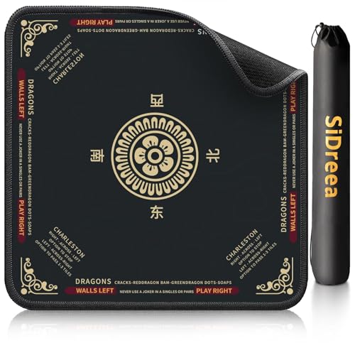 Mahjong Mat 32.4” x 32.4”, 3mm Thick Non-Slip Rubber Back Mahjong Table Mat, Noise Reduction Waterproof Mahjong Game Mat for Table, Mahjong Tile Mat for Cards, Dominoes & Board Games - color: Black