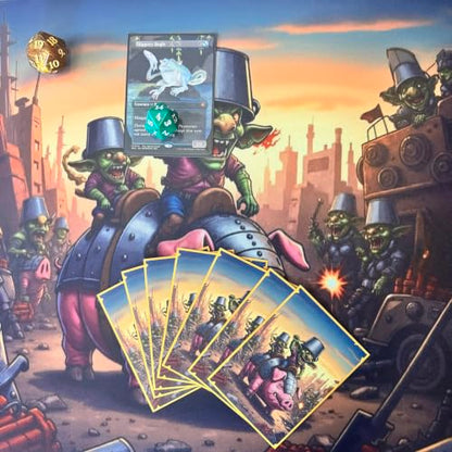 Foxtrot Designs TCG Art Card Sleeves, Goblin Themed - 100 Count Card Protectors with Matte Textured Back - Compatible with Magic The Gathering and Other TCGs & LCGs (Hog Goblin) - color: Hog Goblin