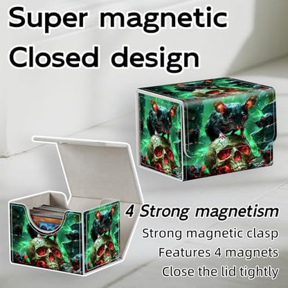 Trading Card Storage Box, Holds 100+ for MTG Cards, Premium PU Leather with Magnetic Closure, Rats Round A Glowing Skull Durable Deck Box for Magic the Gathering, Trading Card Games - color: Rats Round A Glowing Skull