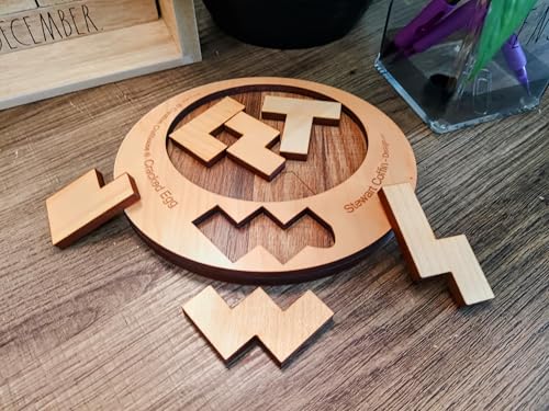 Creative Crafthouse Cracked Egg Wood Brain Teaser Puzzle for Adults | Fit all 6 wood pieces into the egg-shaped opening. A level 8 of 10 Stewart Coffin dissection puzzle, made in the USA. - style: Cracked Egg