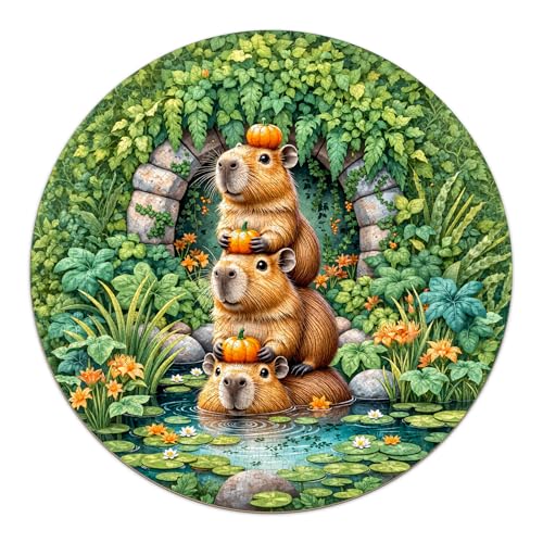 Capybara Puzzles for Adults 1000 Pieces (26.5 * 26.5in) | Round Animal Jigsaw Puzzles 1000 Pieces, Impossible Difficult Hard Challenging Puzzles for Adults, Art Puzzle for Home Decor - color: Capybara