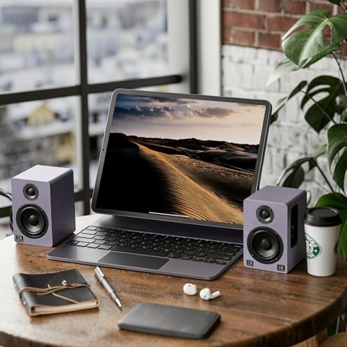 60W Desk Speakers for PC, Bluetooth 5.3 DSP, 24-Bit Optical, USB-C/AUX, Silk-Dome Tweeter, Carbon-Fiber Driver, for Laptop/Mac/Monitor (Slate Blue) - color: Slate Blue