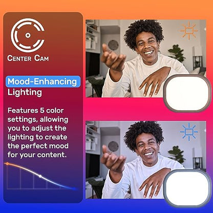 Camera Light for Computer - Video Conference Lighting, Podcast Lighting, Light for Zoom, Microsoft Teams, Streaming Twitch, Continuity Camera, Standing USB LED Ring Light - Center Cam