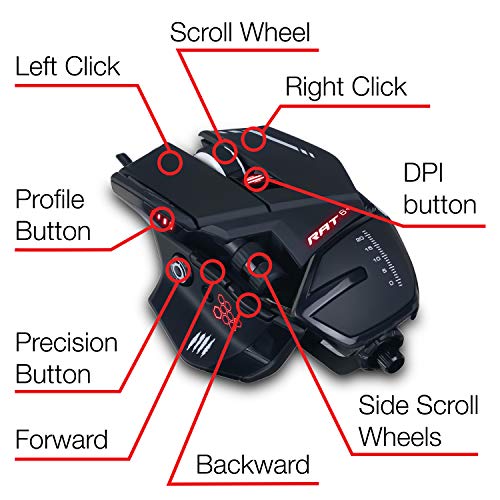 MAD CATZ MR04DCINBL000-0 R.A.T. 6+ Corded Optical Gaming Mouse, Black