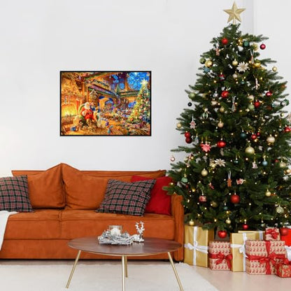 1000 Piece Puzzle for Adults - Christmas Cabin Christmas Puzzle, Letters on Back, Santa Claus Christmas Vacation Jigsaw Puzzles, Challenging Puzzles for Teens Seniors - 27.6 x 19.7 inches - color: Christmas Cabin